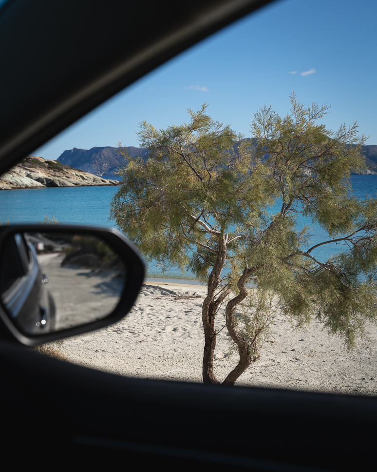Rental car in Kimolos by the beach