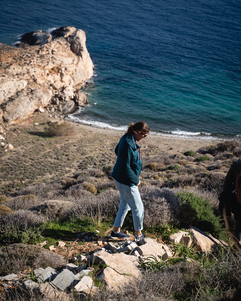 glysoura beach in the background on the hike to Kastri