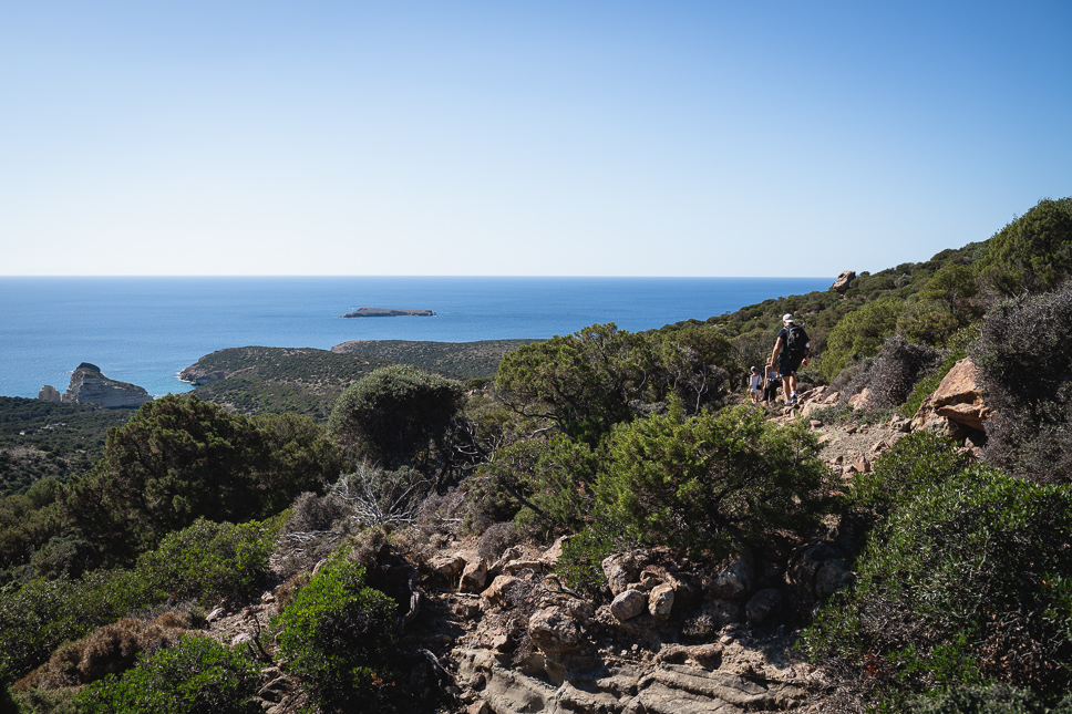 Family hike trail path to Kleftiko Milos Island