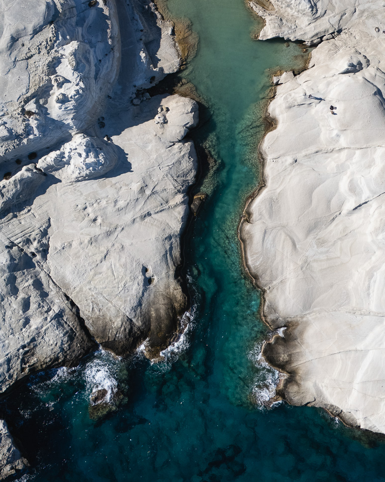 Drone picture of Sarakiniko Beach in Milos
