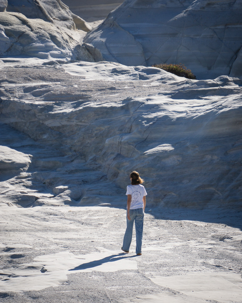 Walking at Sarakiniko Beach in Milos
