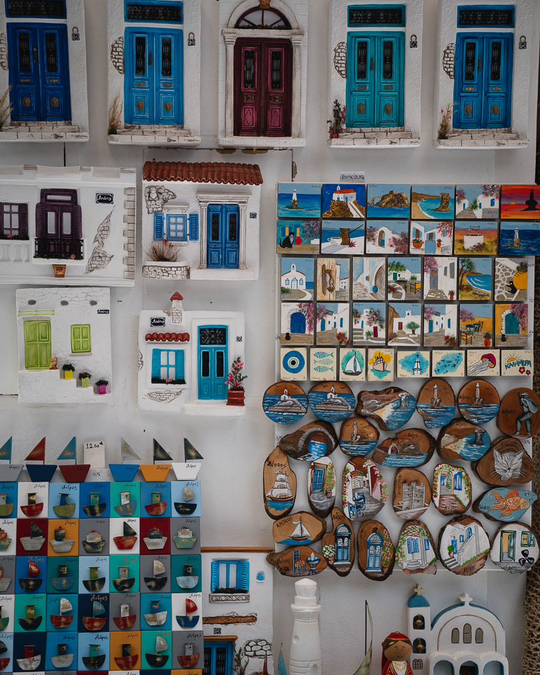 Local souvenir shop in Chora Andros