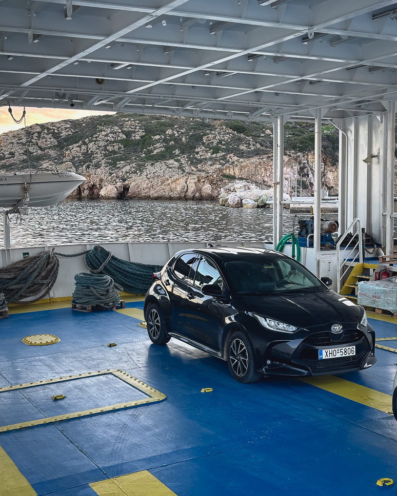 our car on the ferry to kimolos, a must visit from Milos