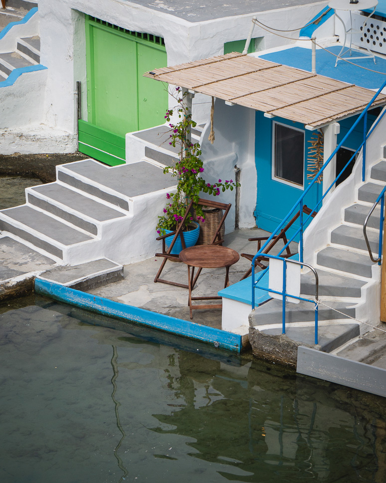 one of the boathouses in Mandrakia in Milos