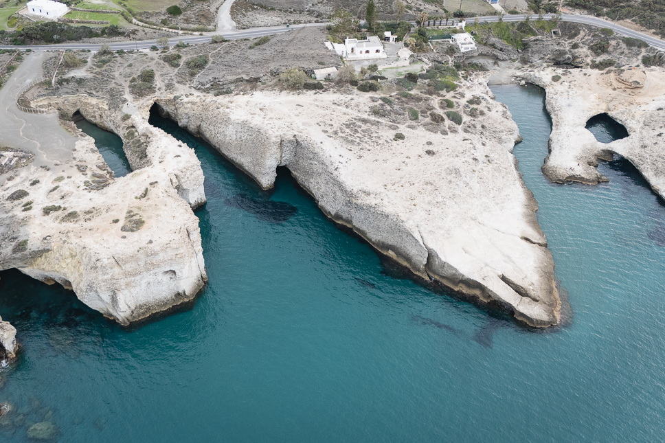 Drone picture of Papafragas Beach in Milos