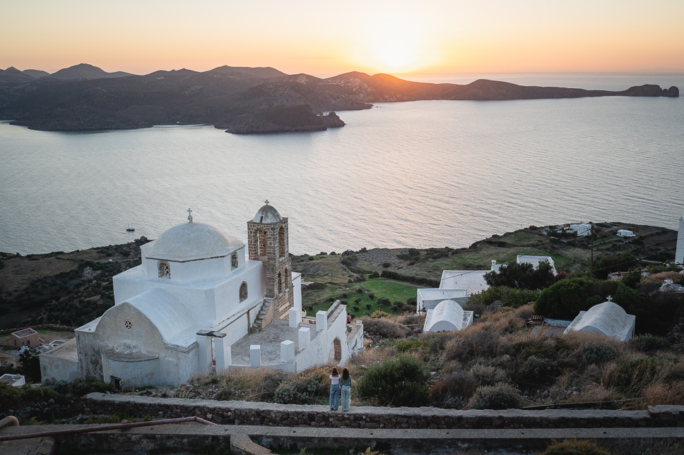 Plaka castle in Milos at sunset