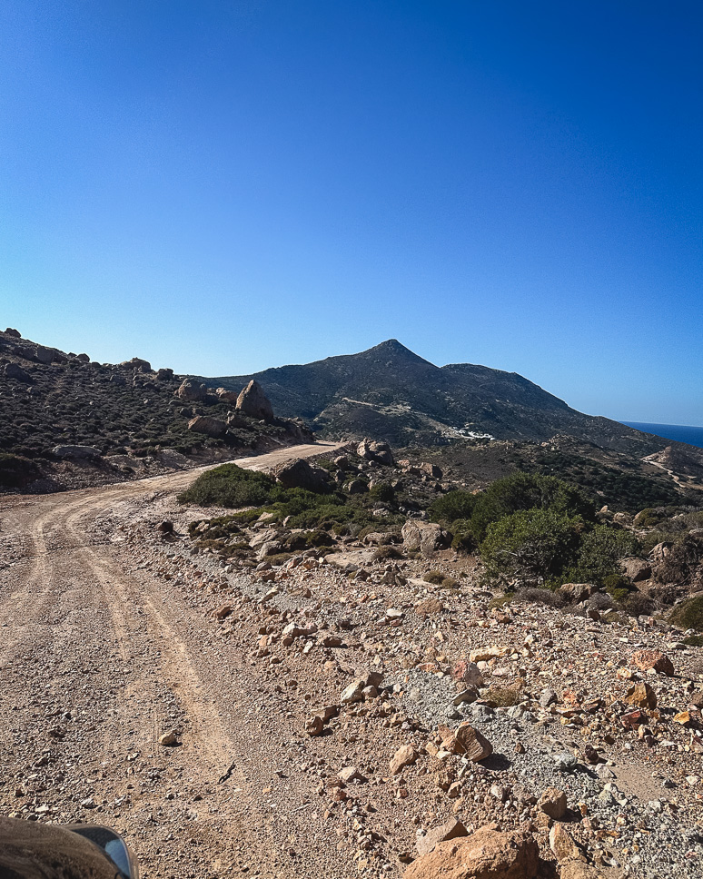 a gravel road in Molis, not allowed for rental cars