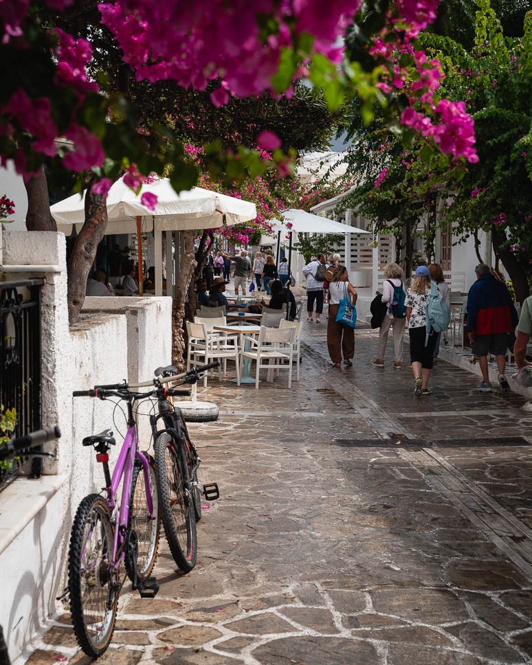 view of the shopping street in Antiparos