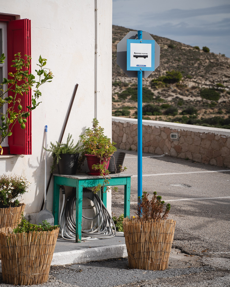 a bus station in Milos in Tripiti