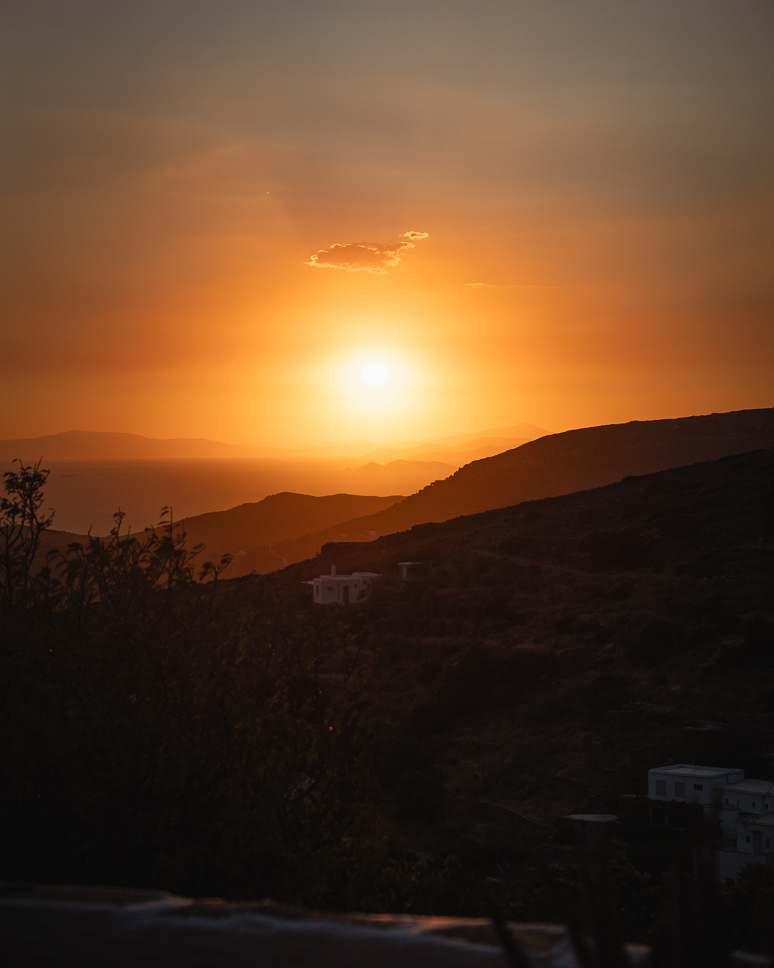 Sunset from the villages above Gavrio in Andros