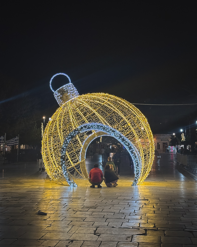 Christmas Decorations Kids Family Miaouli Square Ermoupoli Syros