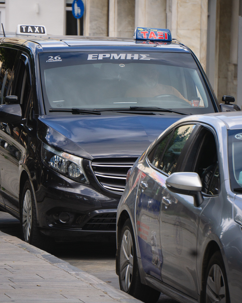 Taxi waiting at Miaouli Square in Ermoupoli Syros