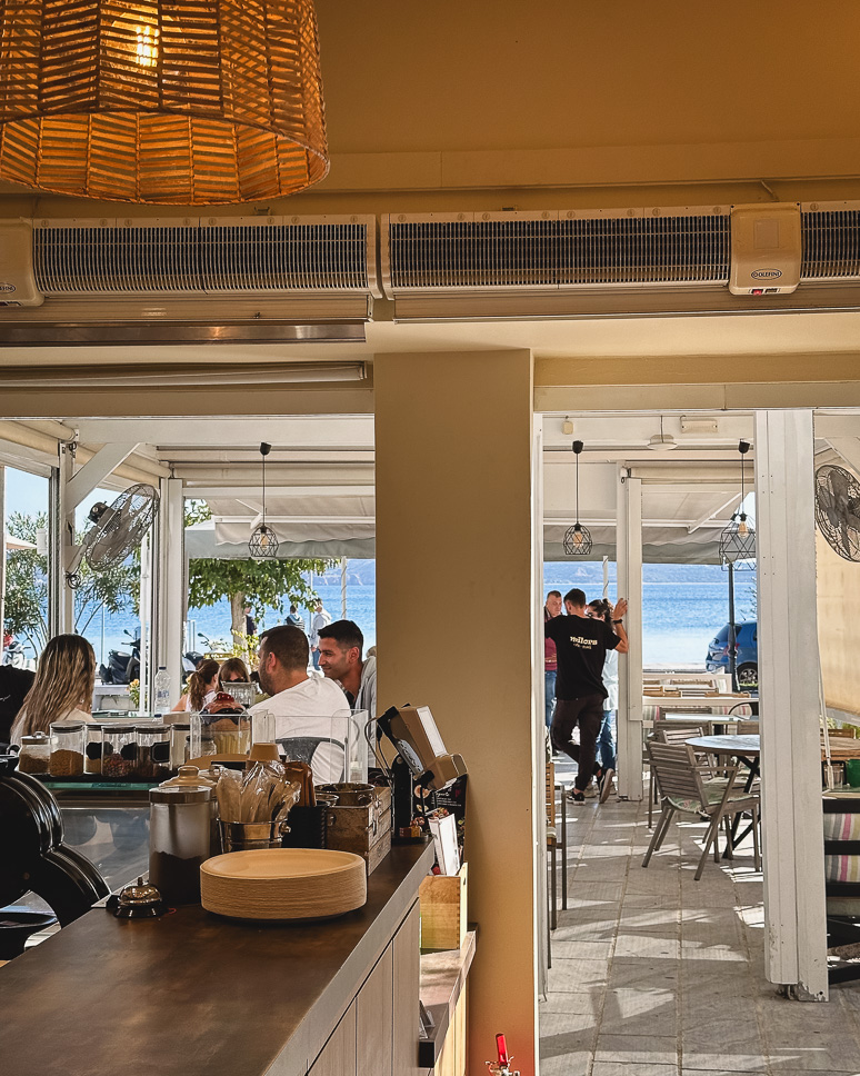 View from the coffee bar in Adamantes in Milos