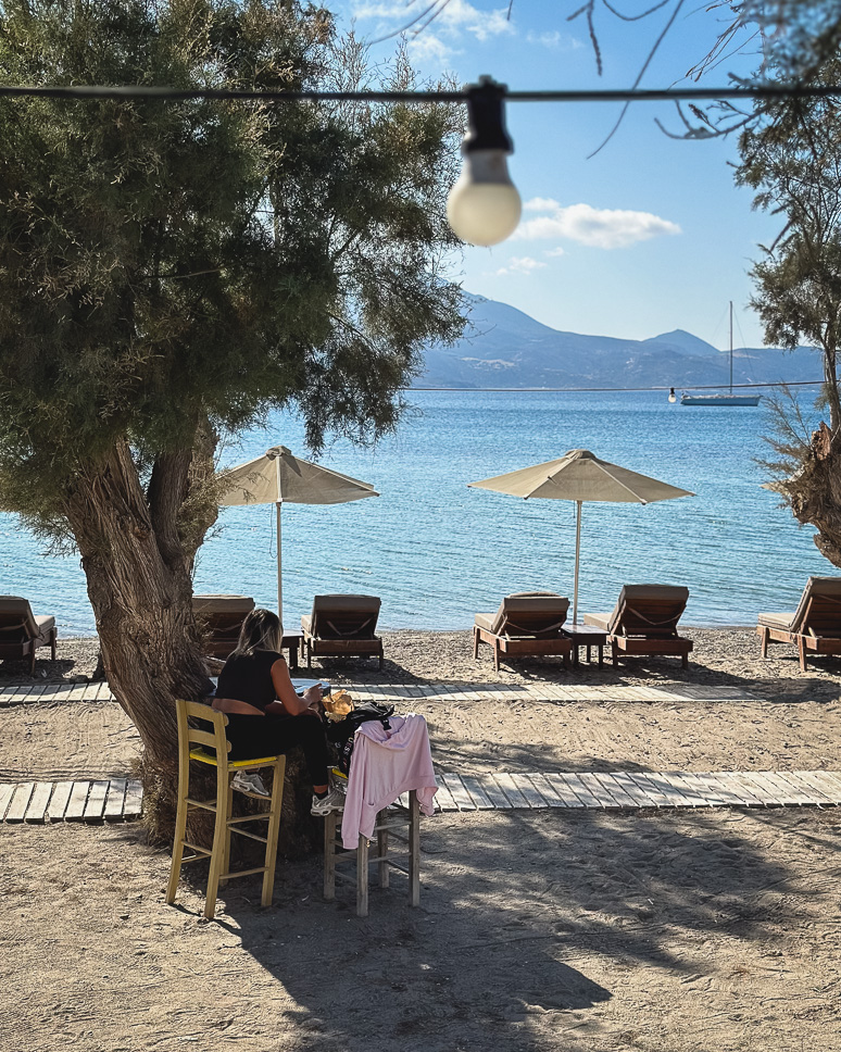 view of O hamos Tavern at Papikinou Beach