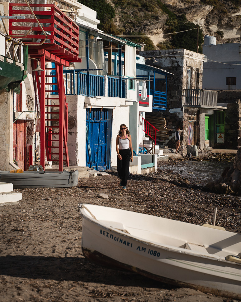 girl walking at klima in Milos