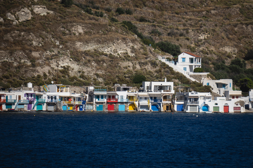 View from the water on Klima, Milos