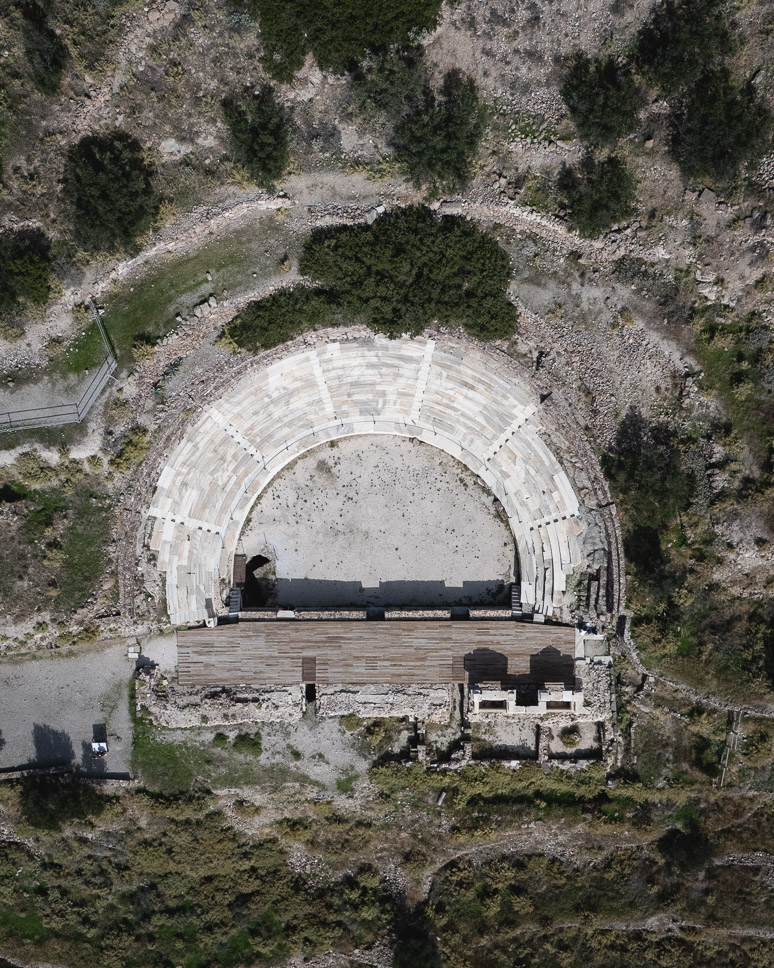 Drone picture of Plaka Ancient Theater with the Drone