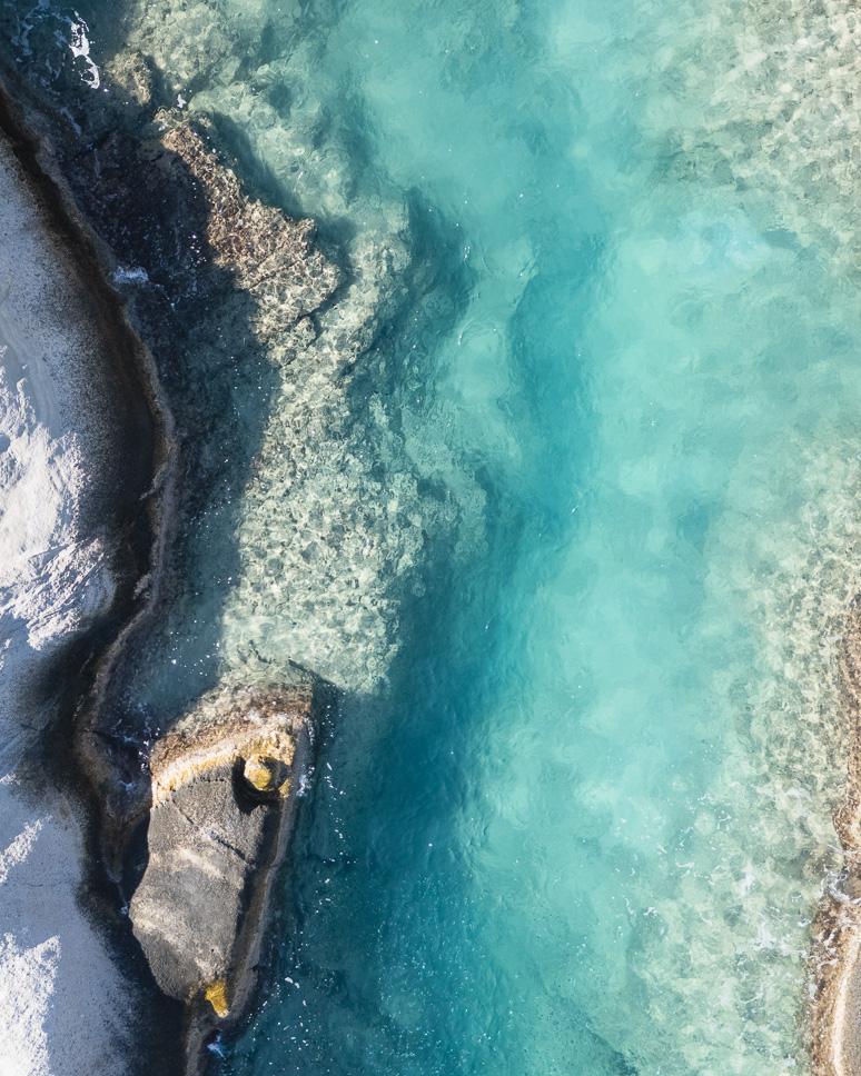 drone picture of sarakinoko beach in milos